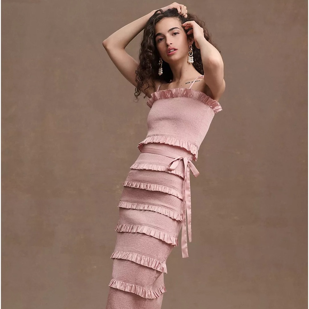 V. Chapman Lily Ruched & Ruffled Stretch Midi Dress - size 2